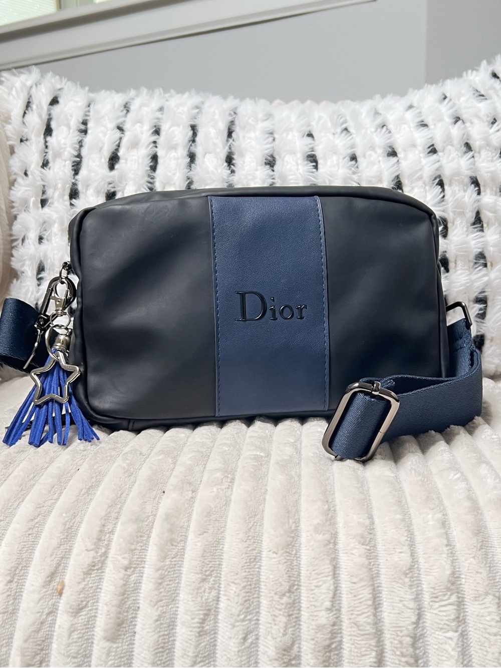 Dior Black and Blue Upcycled Beauty to Crossbody Bag